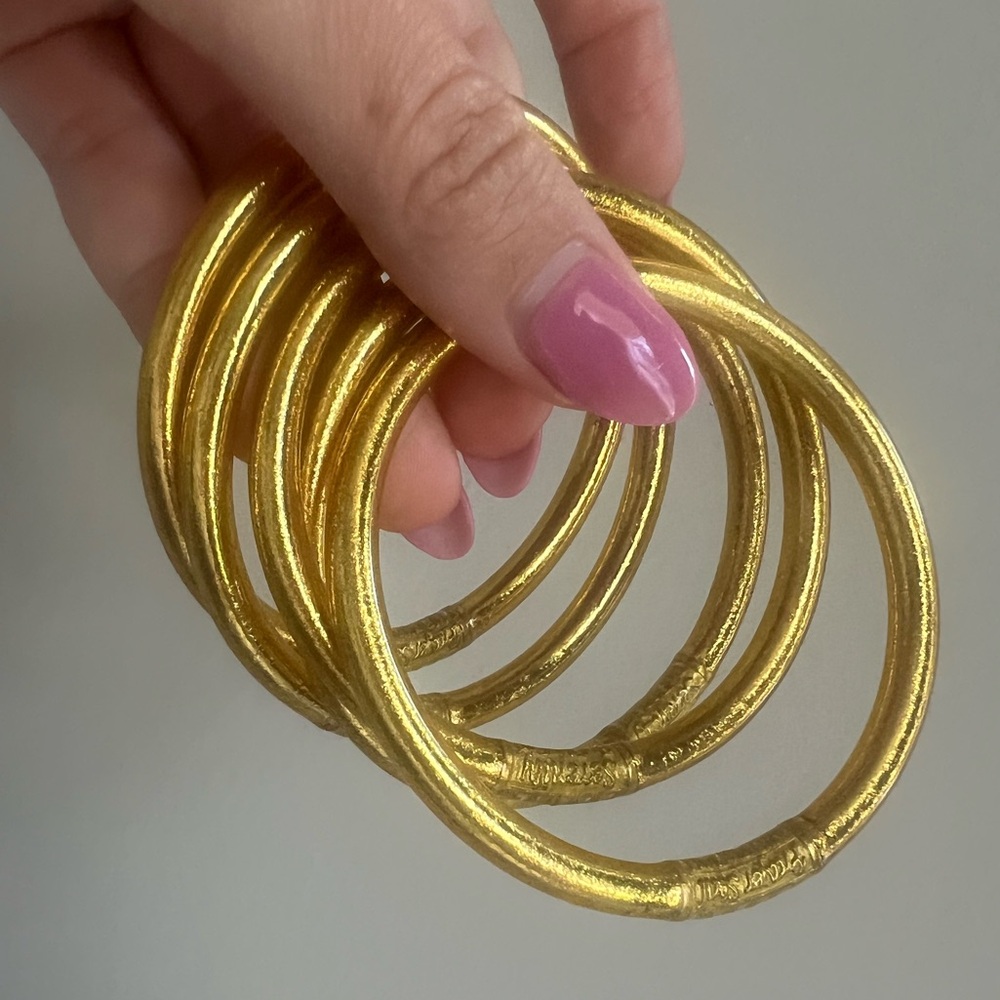 💛✨NEW Budhagirl all weather bangles set of FOUR Yellow Gold pool summer